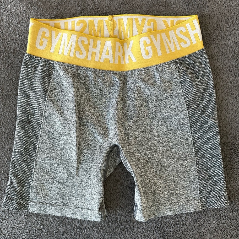 Gymshark Heather Gray Shorts with Yellow Waistband